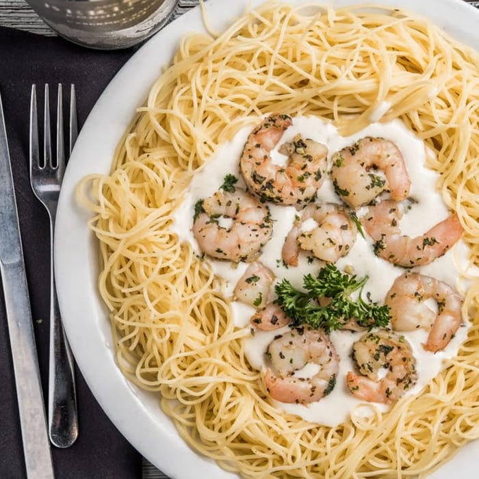 Shrimp Angelica with Alfredo.